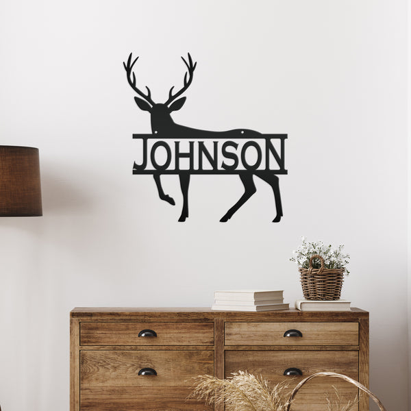 Personalized Deer Monogram Metal Sign