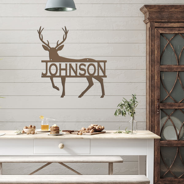 Personalized Deer Monogram Metal Sign