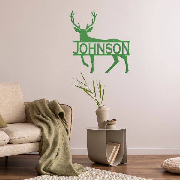Personalized Deer Monogram Metal Sign