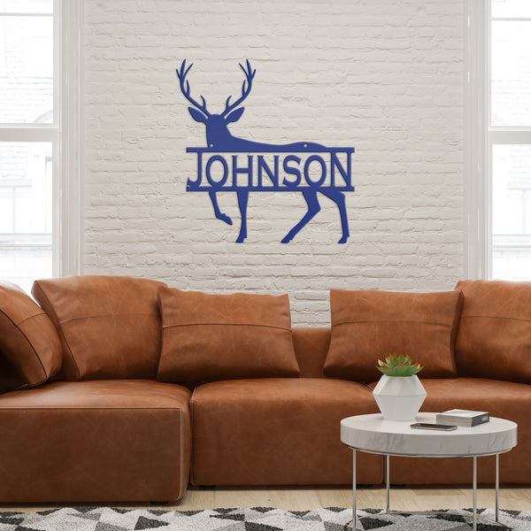 Personalized Deer Monogram Metal Sign