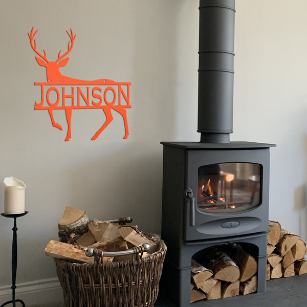 Personalized Deer Monogram Metal Sign