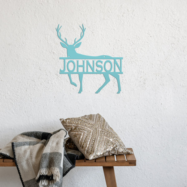 Personalized Deer Monogram Metal Sign