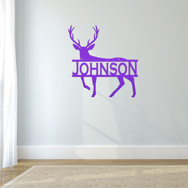 Personalized Deer Monogram Metal Sign