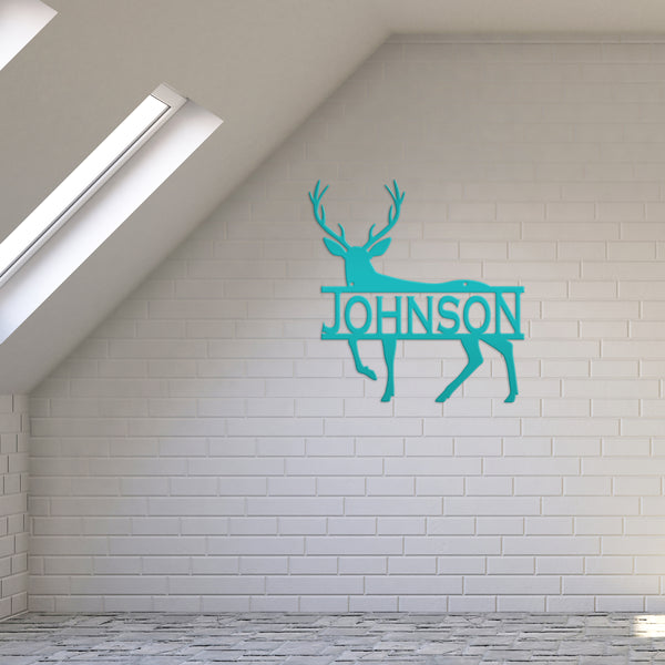 Personalized Deer Monogram Metal Sign