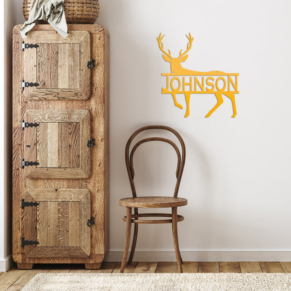 Personalized Deer Monogram Metal Sign