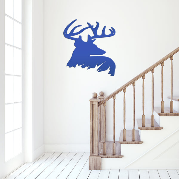 Deer Buck Side Bust Metal Sign- Deer Shaped Metal Sign for Deer Themed Decor-Deer Antler Sign