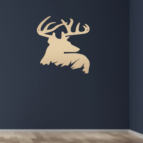 Deer Buck Side Bust Metal Sign- Deer Shaped Metal Sign for Deer Themed Decor-Deer Antler Sign