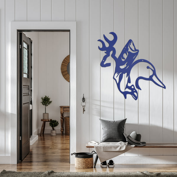Buck Fish Duck Metal Outdoor -Indoor Sign-Deer Hunting Theme-Mallard-Duck Theme Wall Decor