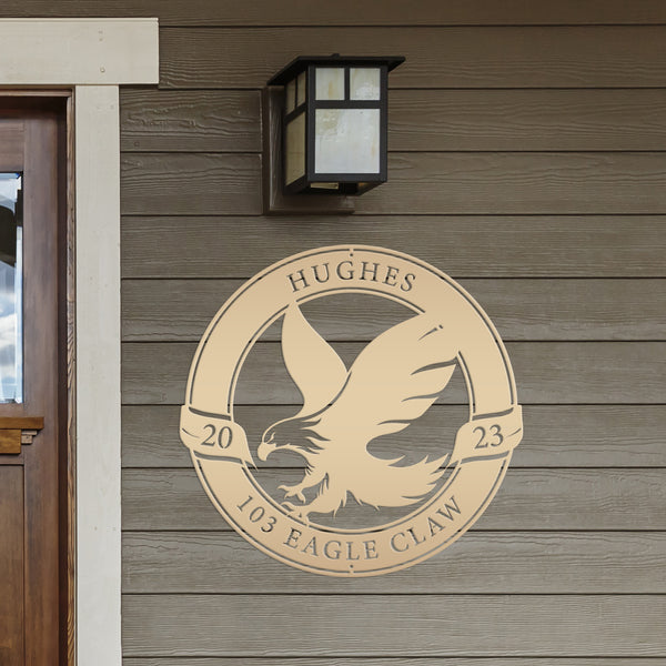 personalized bald eagle metal sign 