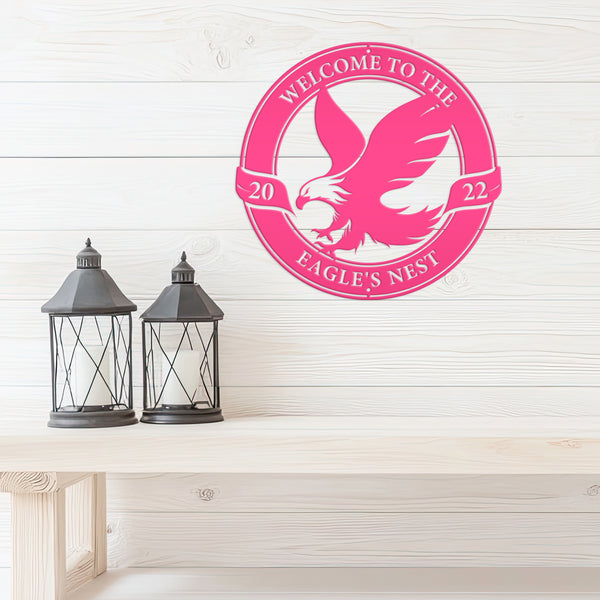Personalized Eagle Welcome Sign for Patio, Bald Eagle Metal Wall Art, Bald Eagle Wall Decor & Welcome Sign, Outdoor Bald Eagle Decor & Wall Art, Eagle Art, Patriotic Eagle Sign