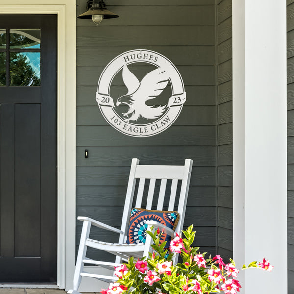 Personalized Eagle Welcome Sign for Patio, Bald Eagle Metal Wall Art, Bald Eagle Wall Decor & Welcome Sign, Outdoor Bald Eagle Decor & Wall Art, Eagle Art, Patriotic Eagle Sign