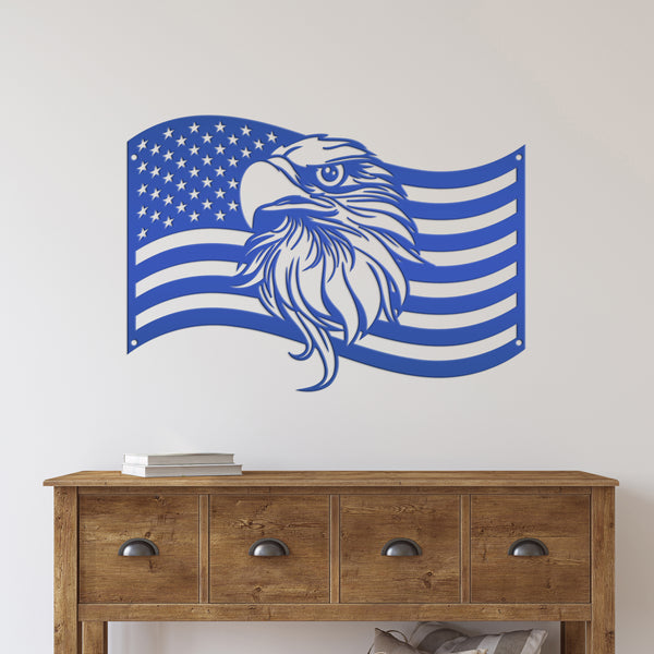 American Flag with Eagle Metal Sign - Patriotic Sign