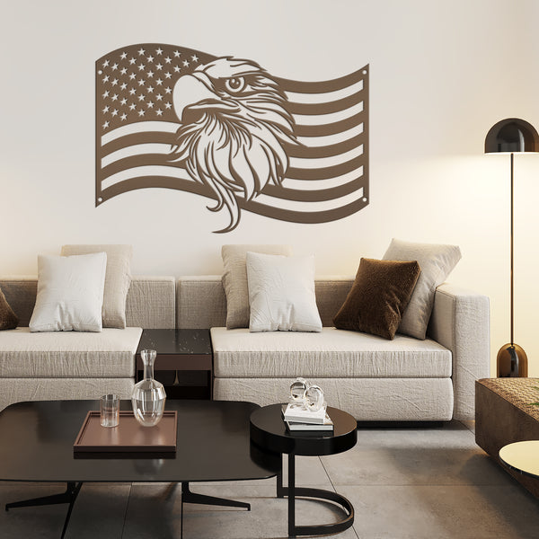 American Flag with Eagle Metal Sign - Patriotic Sign