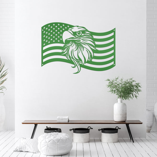 American Flag with Eagle Metal Sign - Patriotic Sign