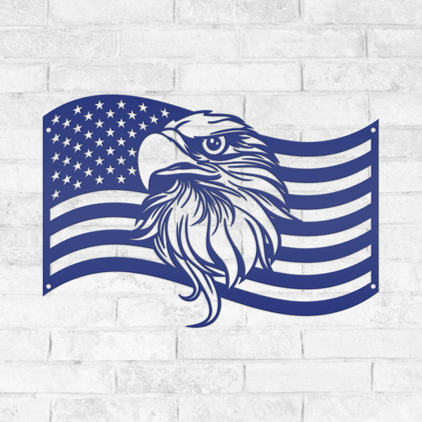 American Flag with Eagle Metal Sign - Patriotic Sign
