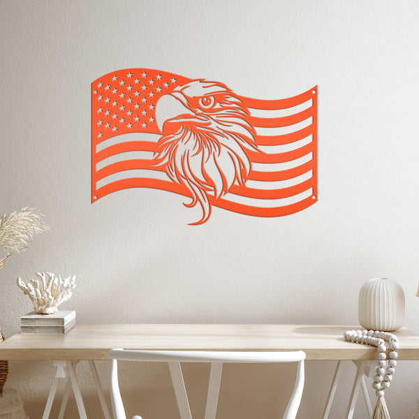 American Flag with Eagle Metal Sign - Patriotic Sign
