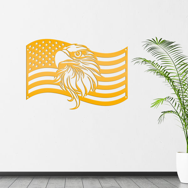 American Flag with Eagle Metal Sign - Patriotic Sign