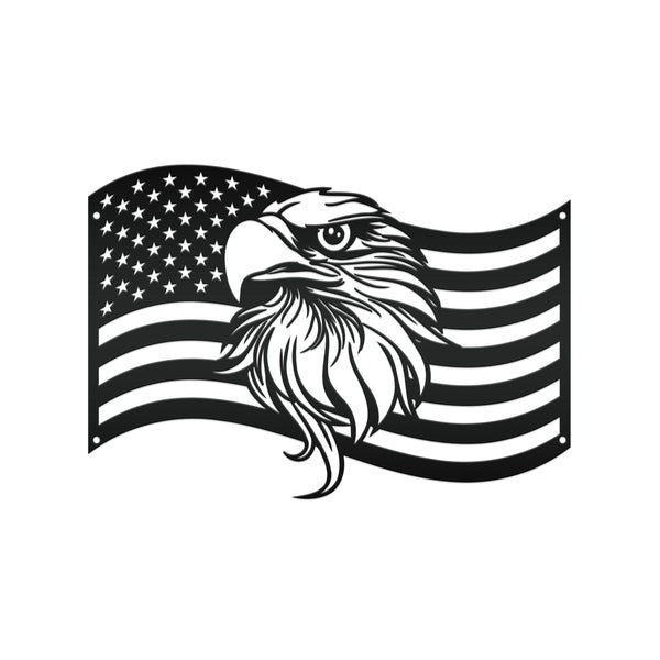 American Flag with Eagle Metal Sign - Patriotic Sign