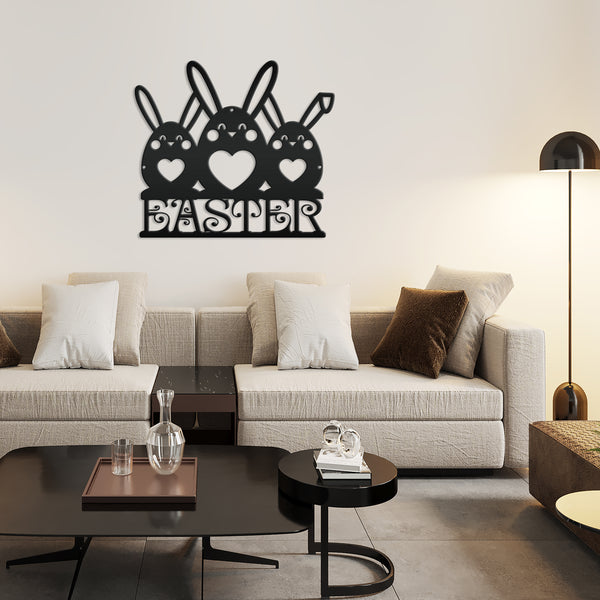 Easter Bunnies Metal Sign