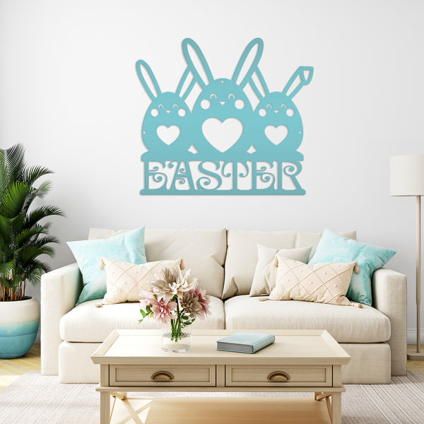 Easter Bunnies Metal Sign