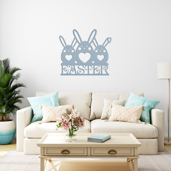 Easter Bunnies Metal Sign- Easter Bunny Decor-Easter Bunny Wall Art-Decor- Easter Themed - Easter Hanging wall decor