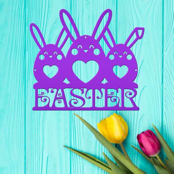 Easter Bunnies Metal Sign- Easter Bunny Decor-Easter Bunny Wall Art-Decor- Easter Themed - Easter Hanging wall decor