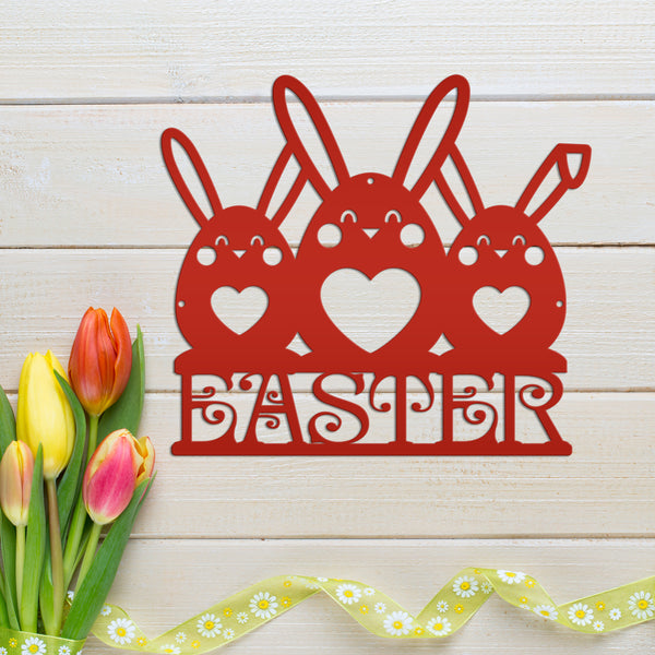 Easter Bunnies Metal Sign- Easter Bunny Decor-Easter Bunny Wall Art-Decor- Easter Themed - Easter Hanging wall decor
