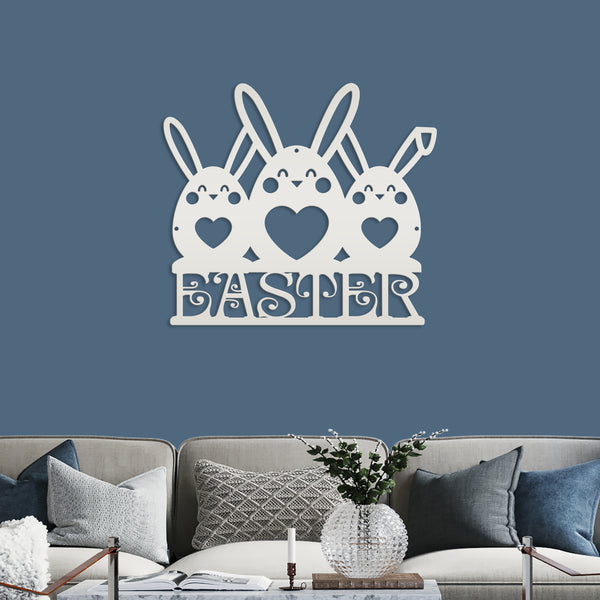 Easter Bunnies Metal Sign