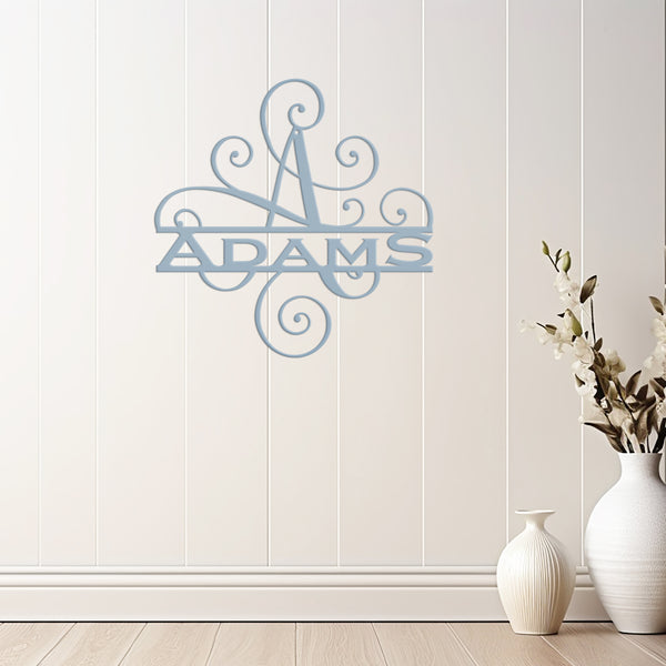 Custom Last Name Sign, Personalized Wedding Gift, Swirled Name Sign