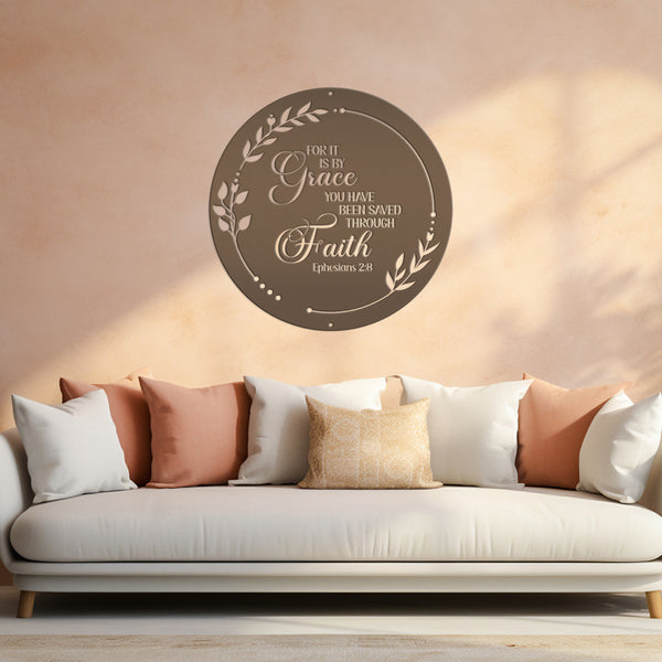 Christian Home Decor Metal Sign - Ephesians 2-Bible Verse Metal Words-Christian Words Wall Decor-Christian Wall Decal- Christian Home Decor
