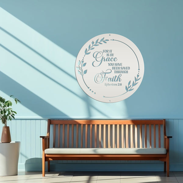 Christian Home Decor Metal Sign - Ephesians 2-Bible Verse Metal Words-Christian Words Wall Decor-Christian Wall Decal- Christian Home Decor
