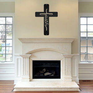 faith metal cross sign 