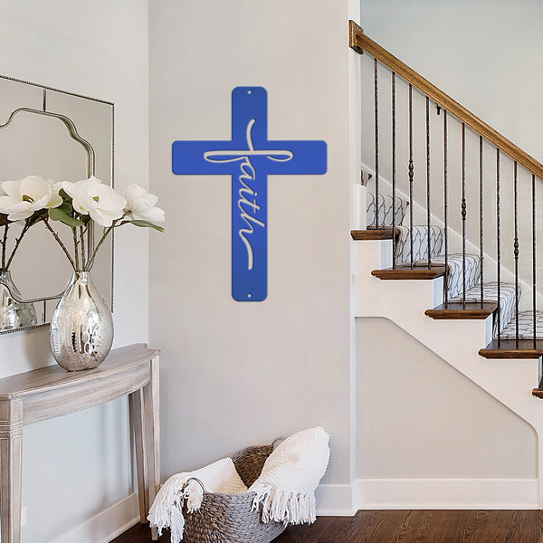 faith metal cross sign 