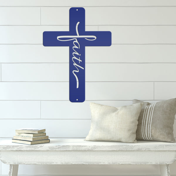 faith metal cross sign 