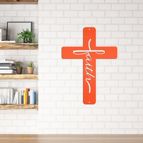 faith metal cross sign 