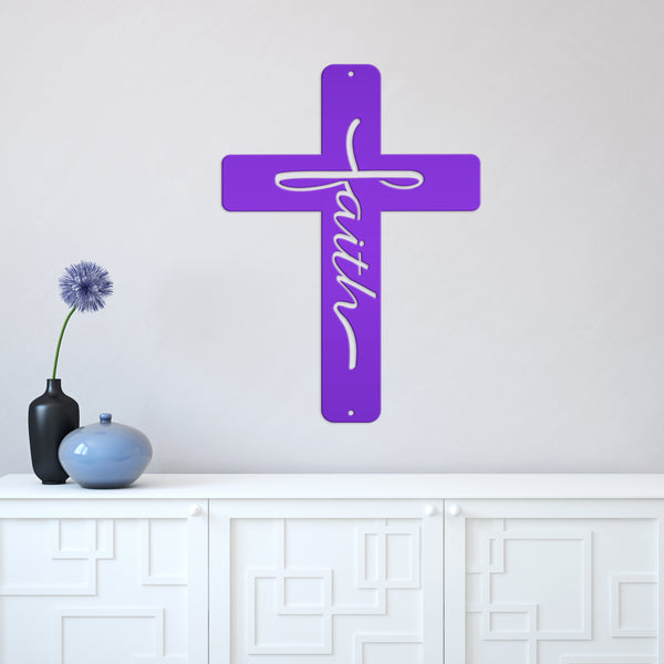 faith metal cross sign 