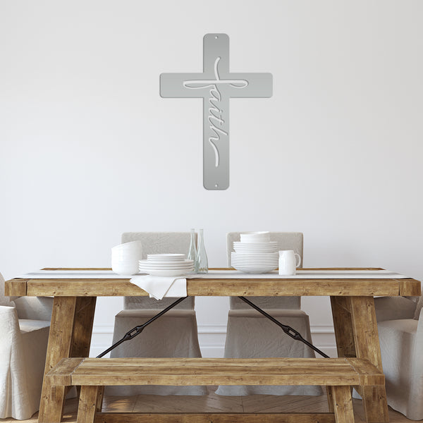 faith metal cross sign 