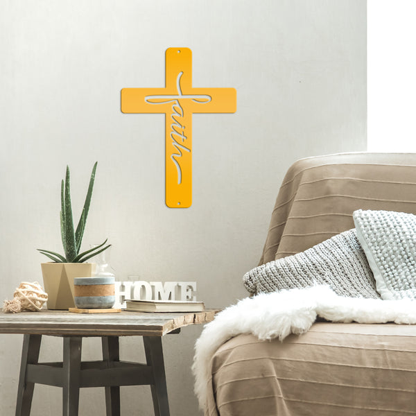 faith metal cross sign 