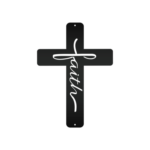 faith metal cross sign 