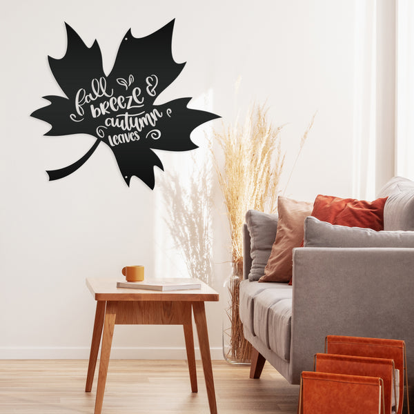 Fall Breeze and Autumn Leaves Metal Sign