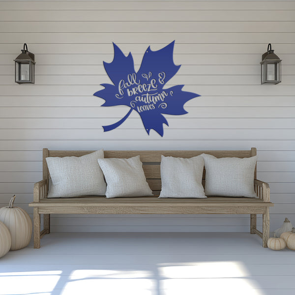Fall Breeze and Autumn Leaves Metal Sign