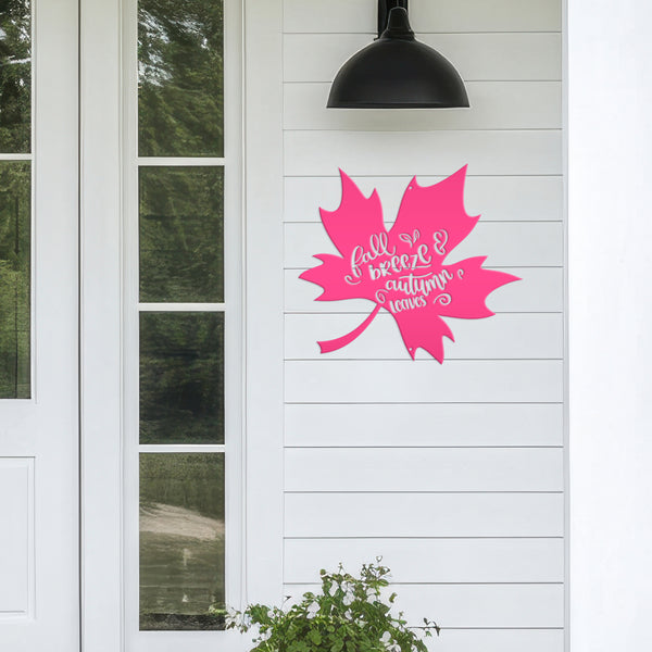 Fall Breeze and Autumn Leaves Metal Sign
