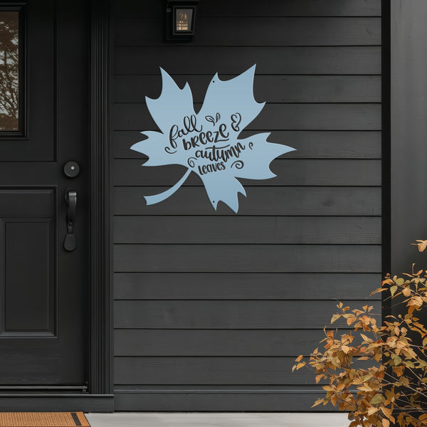 Fall Breeze and Autumn Leaves Metal Sign