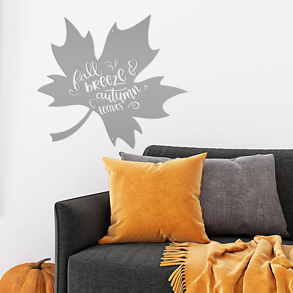 Fall Breeze and Autumn Leaves Metal Sign