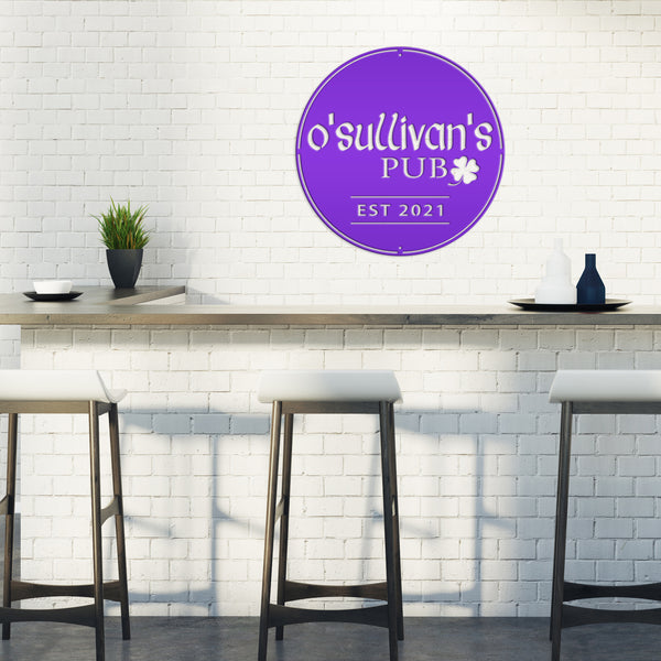 Personalized Family Pub with Established Date Metal Sign, Sign for Basement Bar, Basement Bar Wall Decor & Wall Art, Custom Sign for Fathers Day