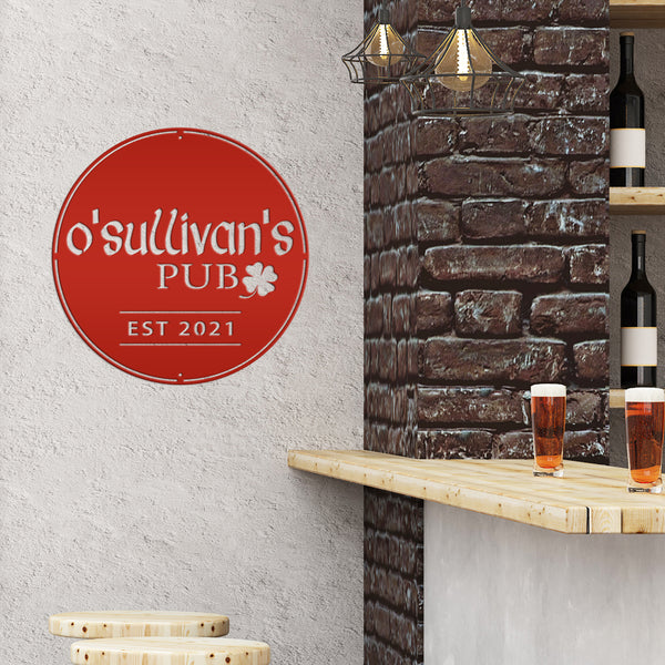 Personalized Family Pub with Established Date Metal Sign, Sign for Basement Bar, Basement Bar Wall Decor & Wall Art, Custom Sign for Fathers Day