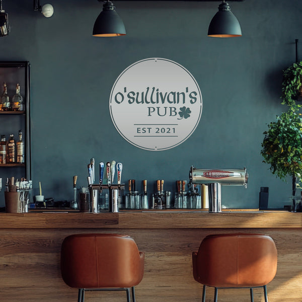 Personalized Family Pub with Established Date Metal Sign, Sign for Basement Bar, Basement Bar Wall Decor & Wall Art, Custom Sign for Fathers Day
