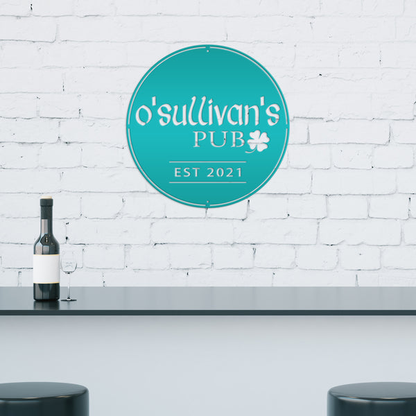 Personalized Family Pub with Established Date Metal Sign, Sign for Basement Bar, Basement Bar Wall Decor & Wall Art, Custom Sign for Fathers Day