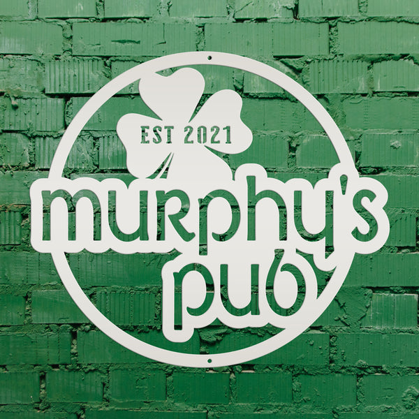 Personalized Pub with Established Date Metal Sign - St. Patrick's Day Sign