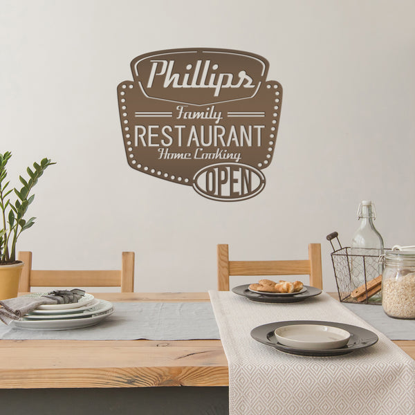 Personalized Family Restaurant Kitchen Metal Sign, Restaurant Decor & Sign, Sign for Restaurant, Custom Restaurant Signs & Signage, Family Restaurant Signage & Wall Decor